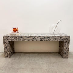 Vintage 1980s Postmodern Memphis Charcoal and Grey Wood Console