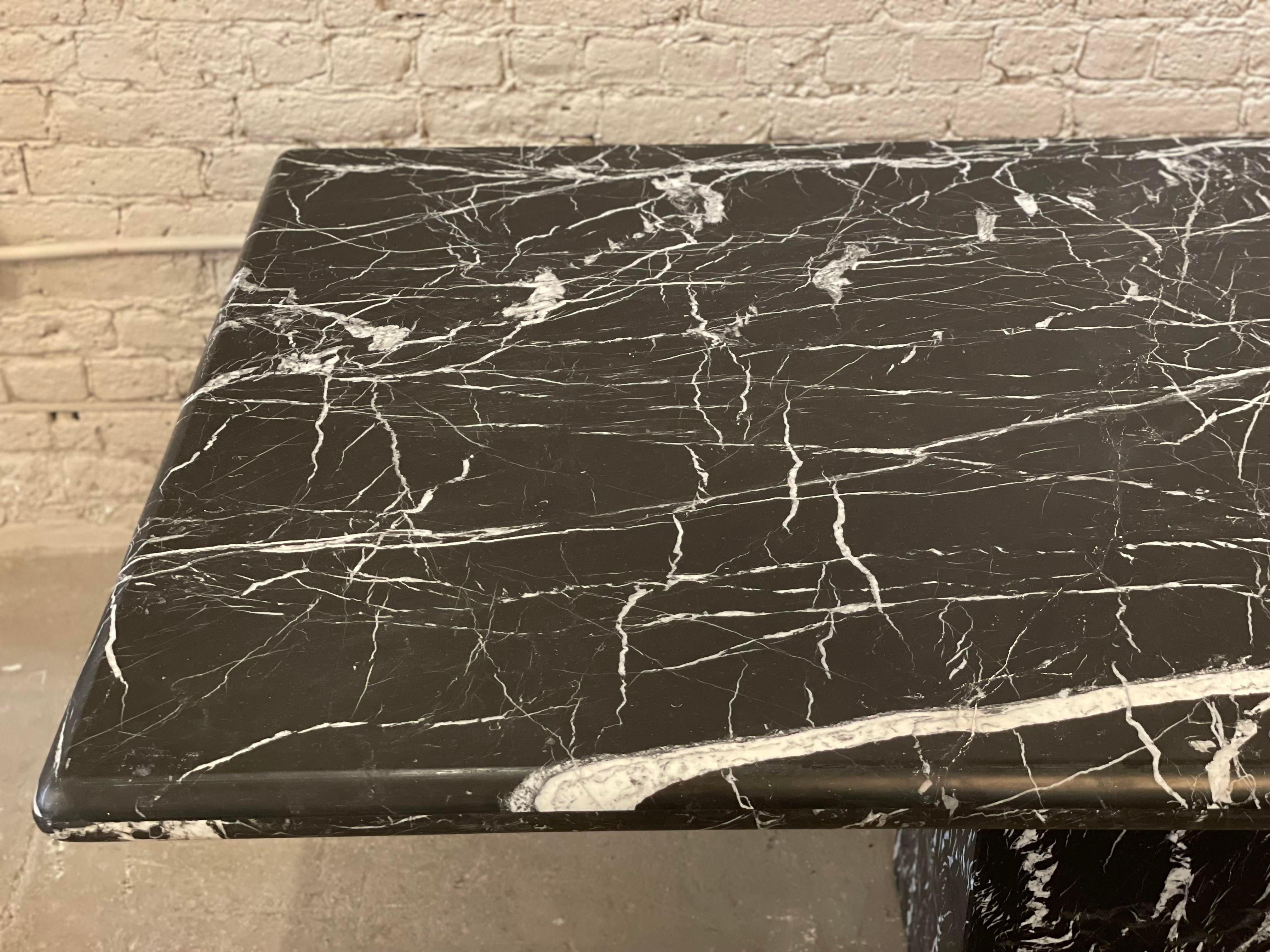Vintage 1980s Postmodern Nero Marquina Marble Dining Table For Sale 4