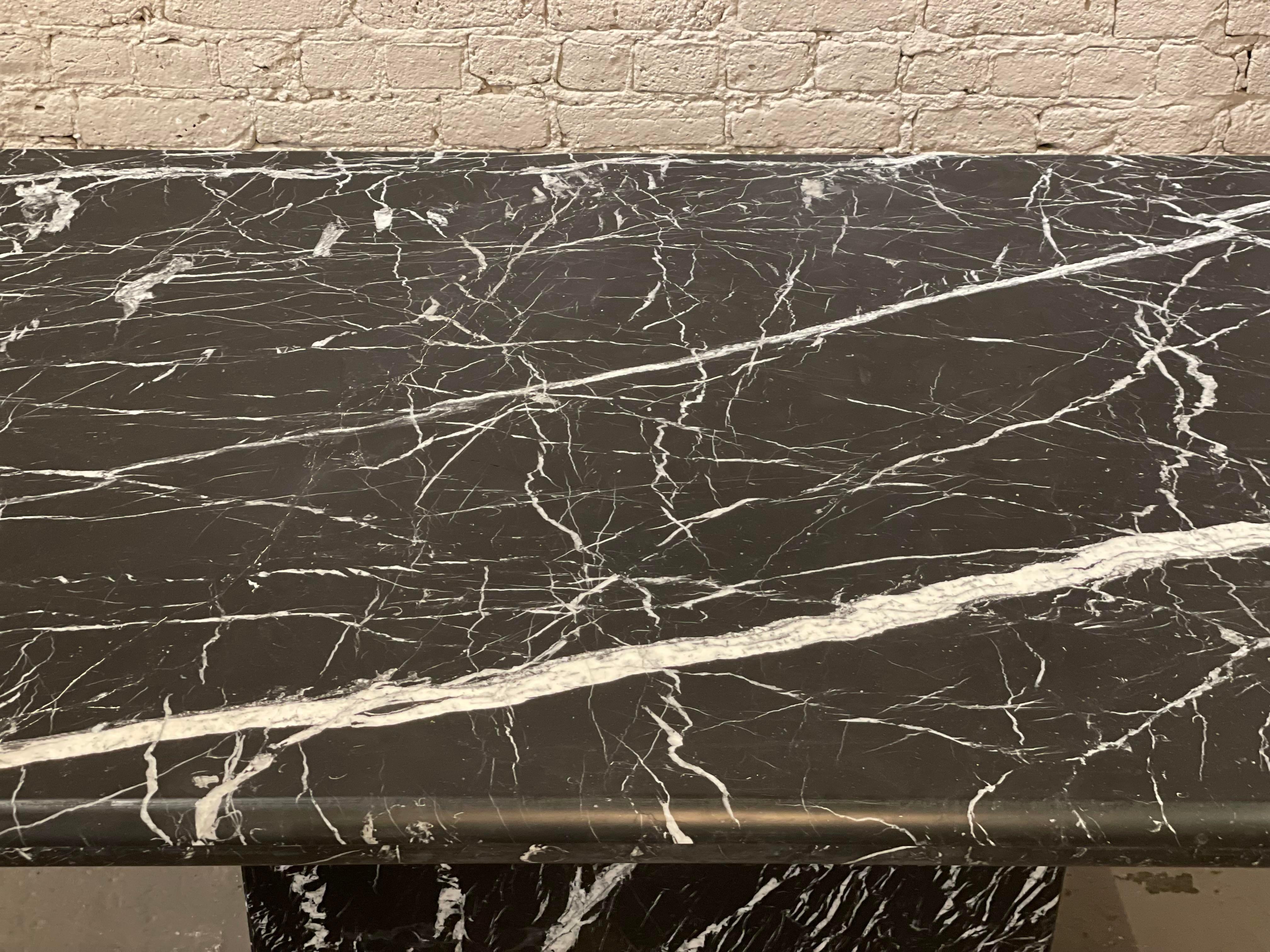 Vintage 1980s Postmodern Nero Marquina Marble Dining Table For Sale 5