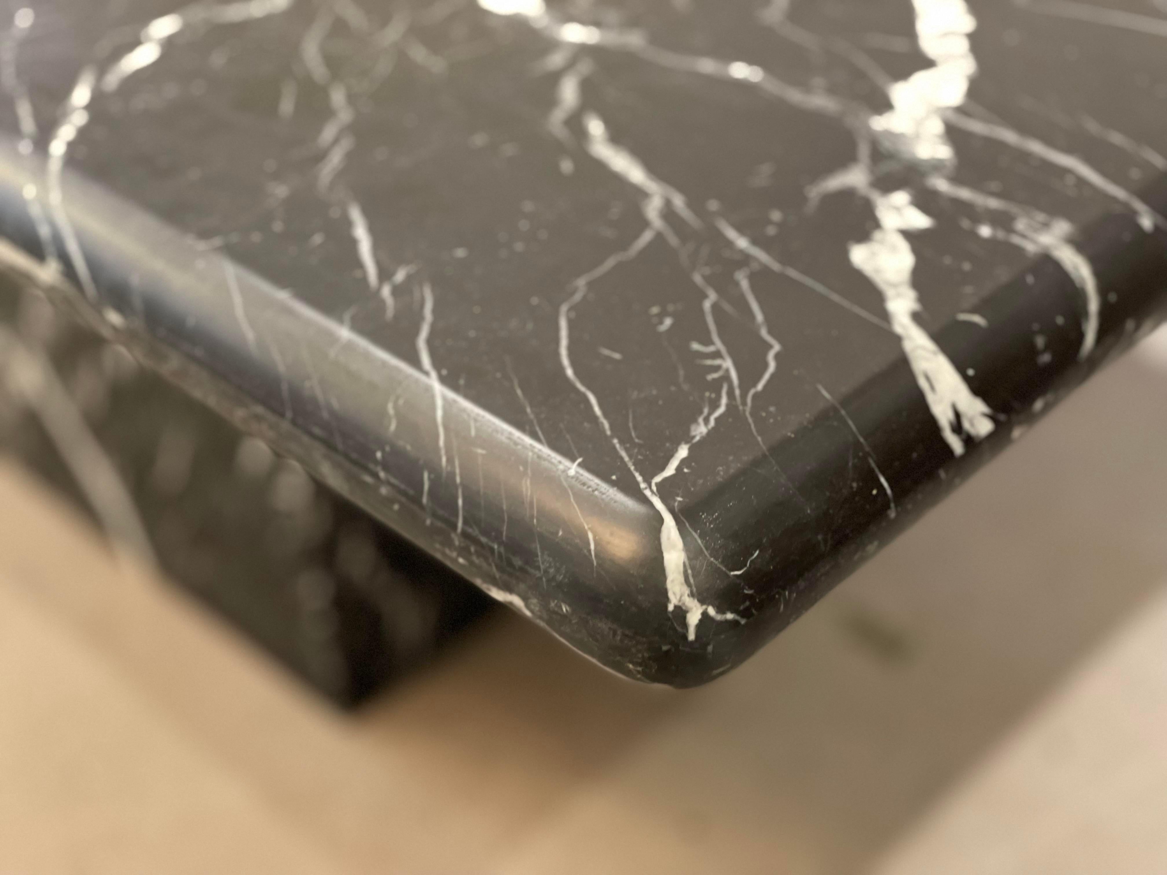 Vintage 1980s Postmodern Nero Marquina Marble Dining Table For Sale 6