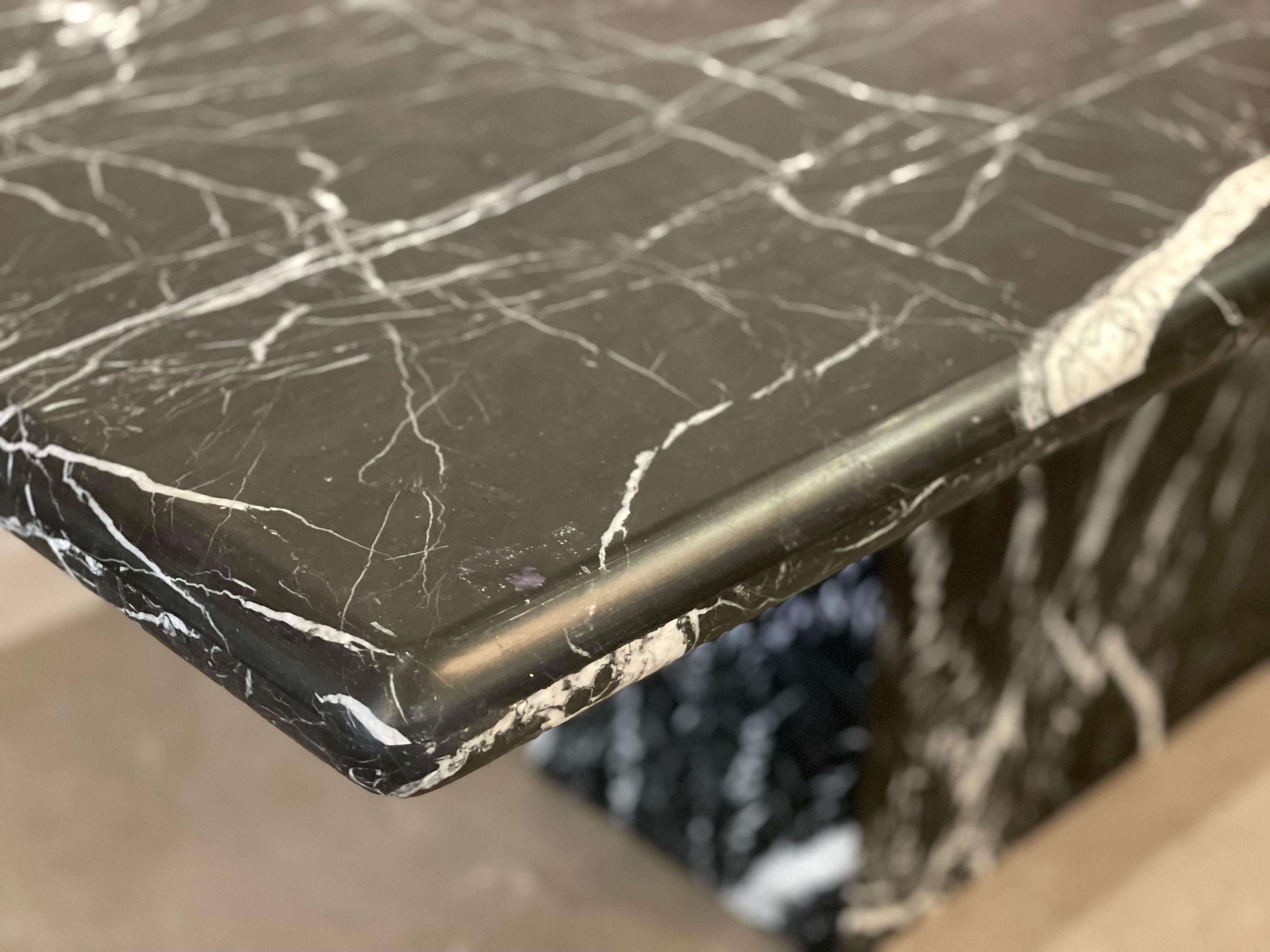 Vintage 1980s Postmodern Nero Marquina Marble Dining Table For Sale 1
