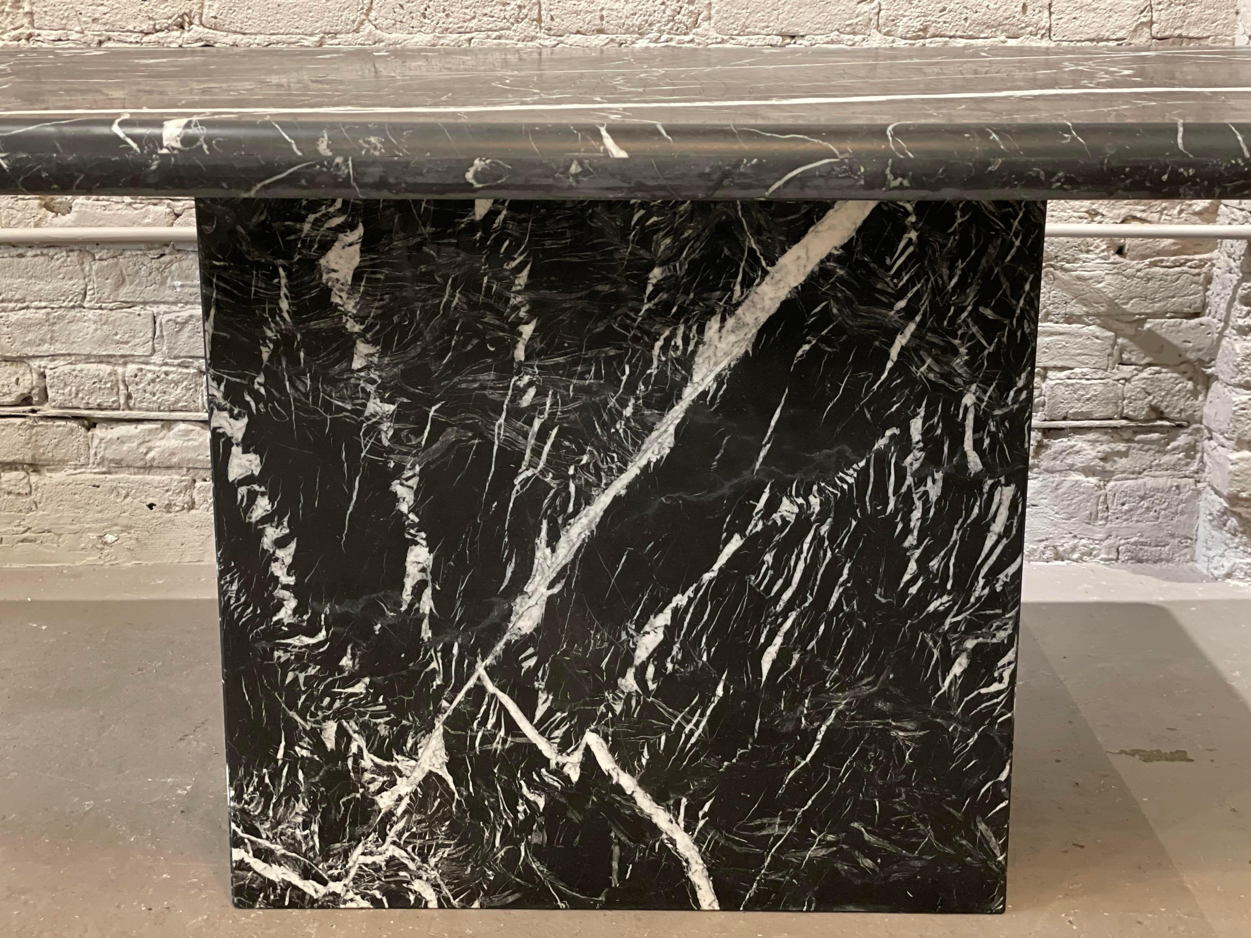 Vintage 1980s Postmodern Nero Marquina Marble Dining Table For Sale 2