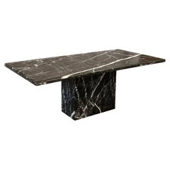 Retro 1980s Postmodern Nero Marquina Marble Dining Table
