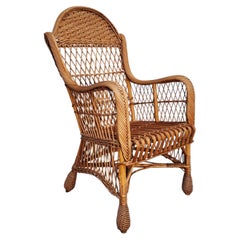 Fauteuil vintage en rotin des années 1980 – Fauteuil d'appoint bohème en osier