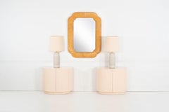 Vintage 1980s Rattan-Wrapped Mirror with Rounded Corners