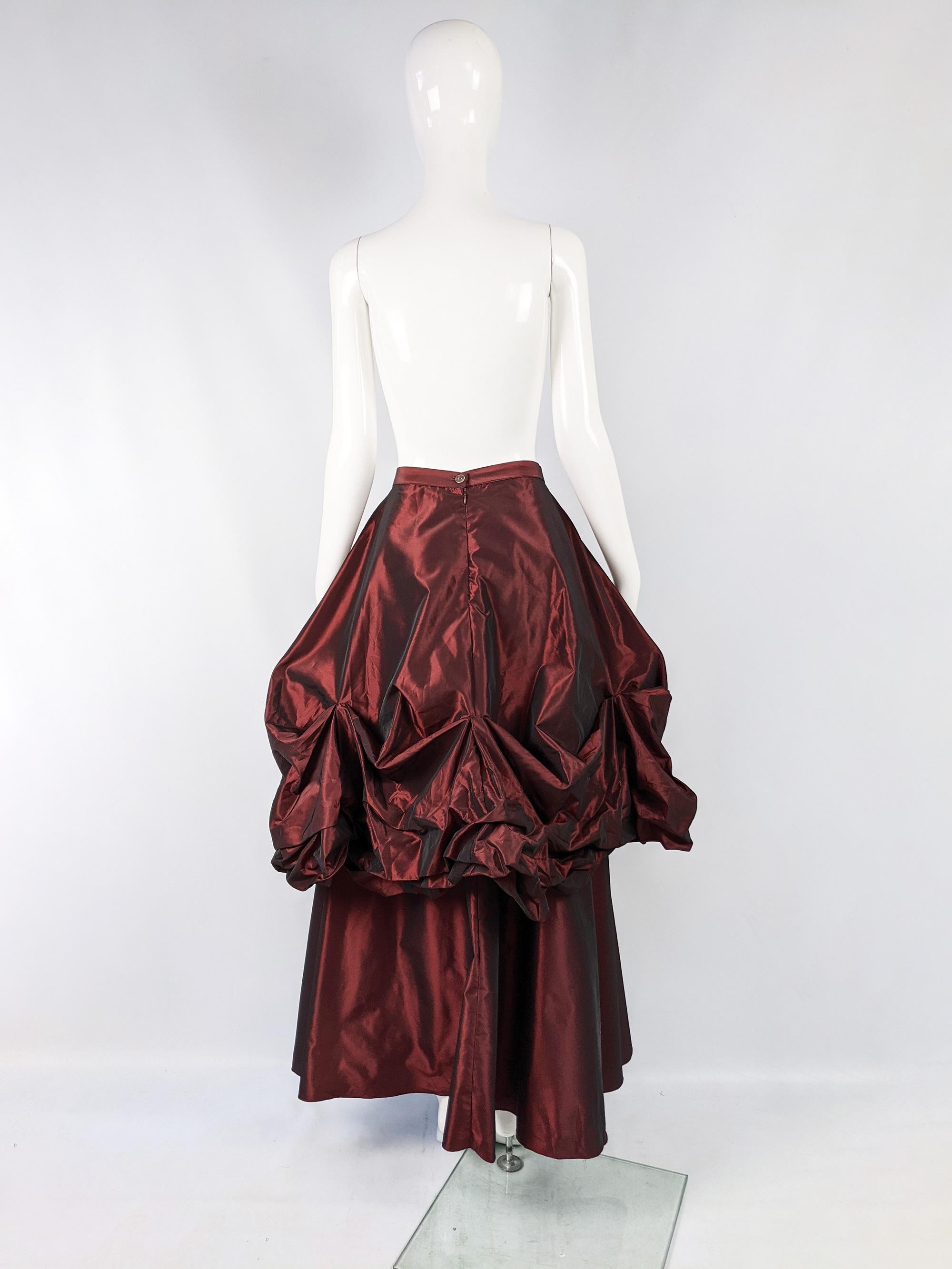 Vintage 1980s Red Taffeta Avant Garde Ruched Taffeta Ball Skirt 1