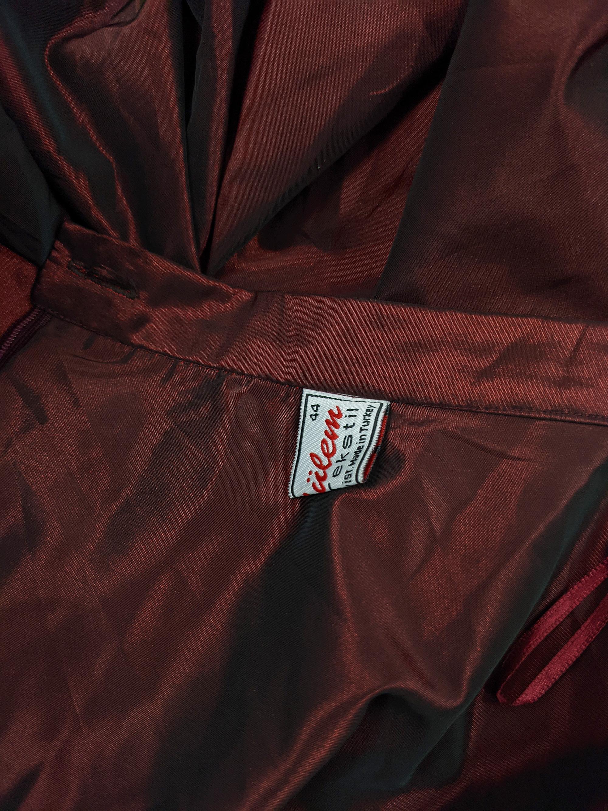 Vintage 1980s Red Taffeta Avant Garde Ruched Taffeta Ball Skirt 2