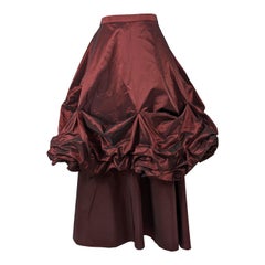 Vintage 1980s Red Taffeta Avant Garde Ruched Taffeta Ball Skirt