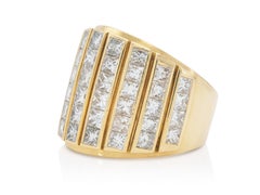 Vintage 1980s Rene Boivin 8.00 Carat Princess Cut Diamonds Gold Ring