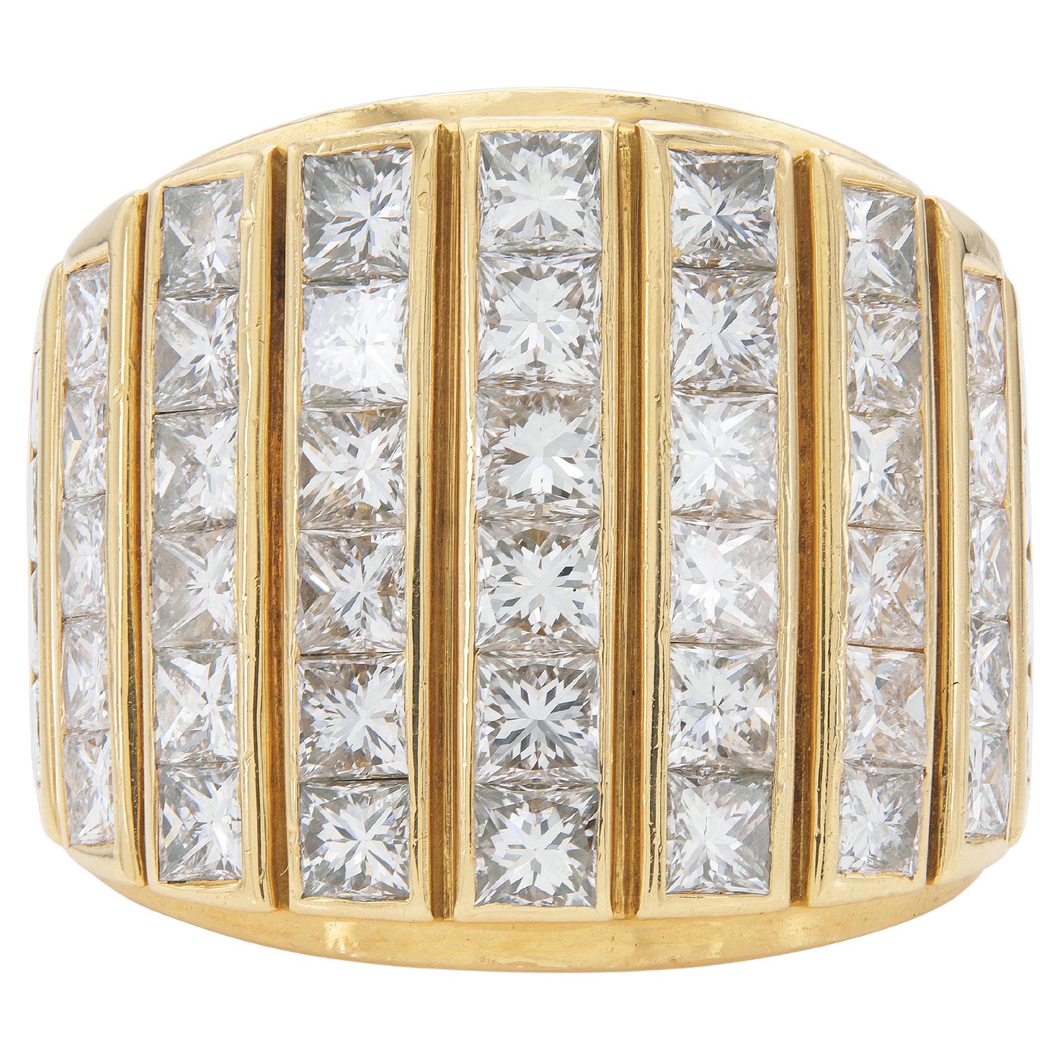 Vintage 1980er Rene Boivin 8,00 Karat Prinzessinnenschliff Diamanten Goldring im Angebot