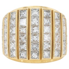 Vintage années 1980 Rene His, bague en or 8.00 carats diamants taille princesse