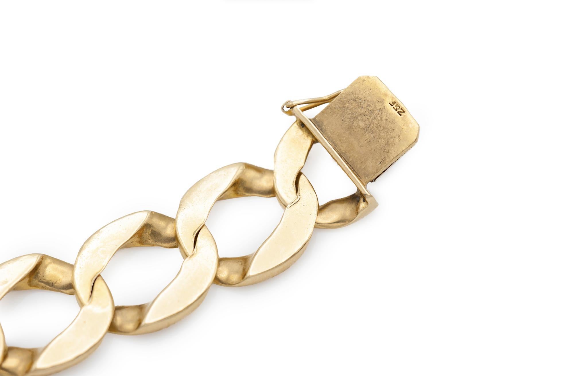 Vintage 1980s Reversible Gold Curb Link Bracelet In Good Condition For Sale In New York, NY