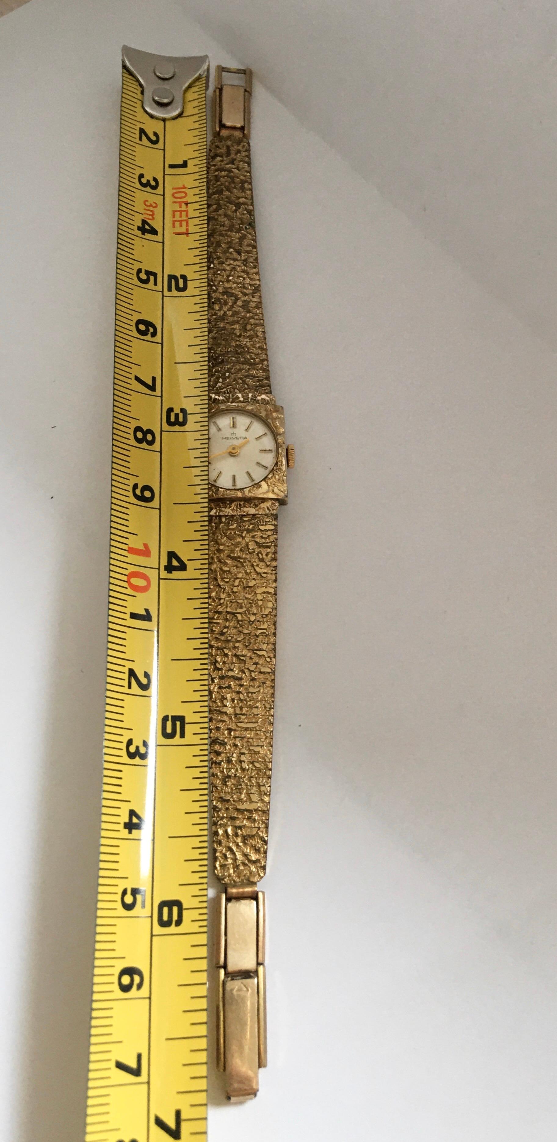 Vintage 1980s Rolled Gold and Stainless Steel Mechanical Helvetia Ladies Watch For Sale 4