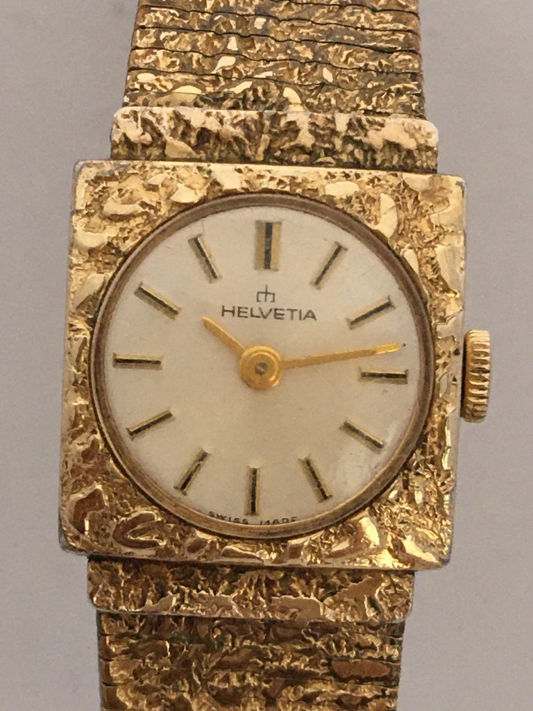 Vintage 1980s Rolled Gold and Stainless Steel Mechanical Helvetia ...