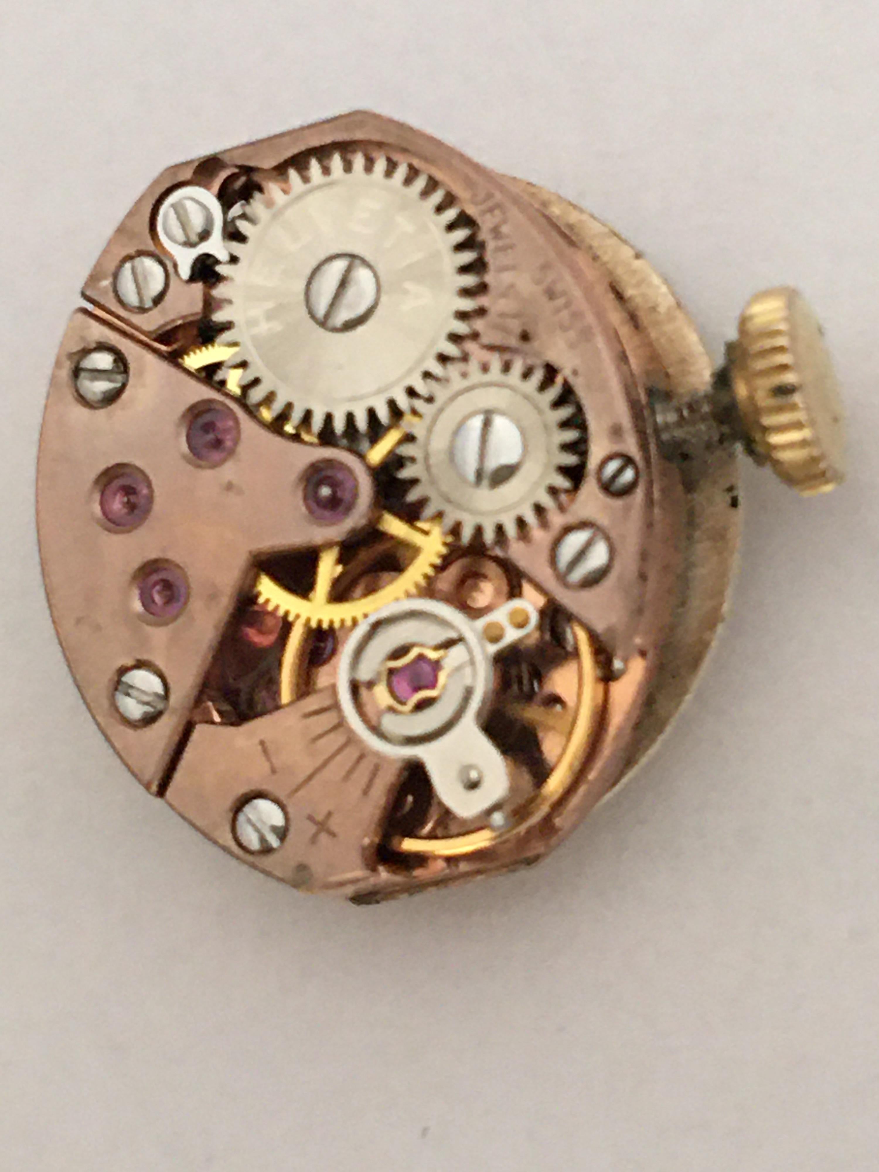 Vintage 1980s Rolled Gold and Stainless Steel Mechanical Helvetia Ladies Watch For Sale 2