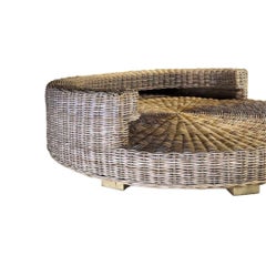 Vintage 1980's Round Wicker Chaise