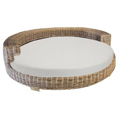 Vintage 1980's Round Wicker Chaise