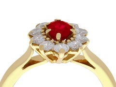 Vintage 1980s Ruby and Diamond Yellow Gold Cluster Ring