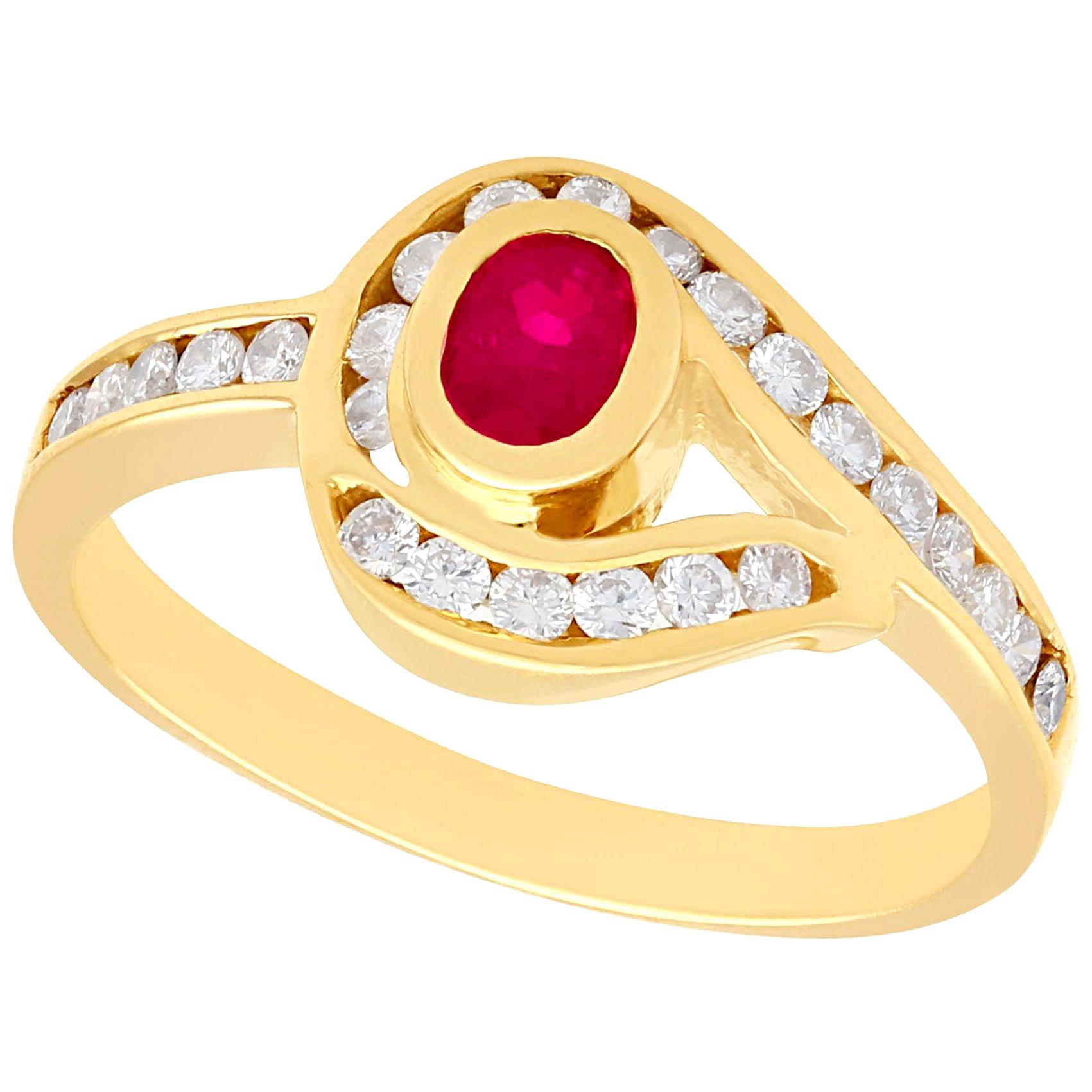 Cartier Ruby Diamond Yellow Gold Ring With Two Bands C1980s At 1stDibs