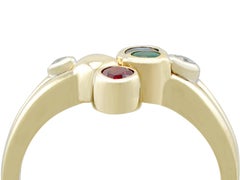 Sapphire and Ruby Emerald and Diamond Yellow Gold Dress Ring
