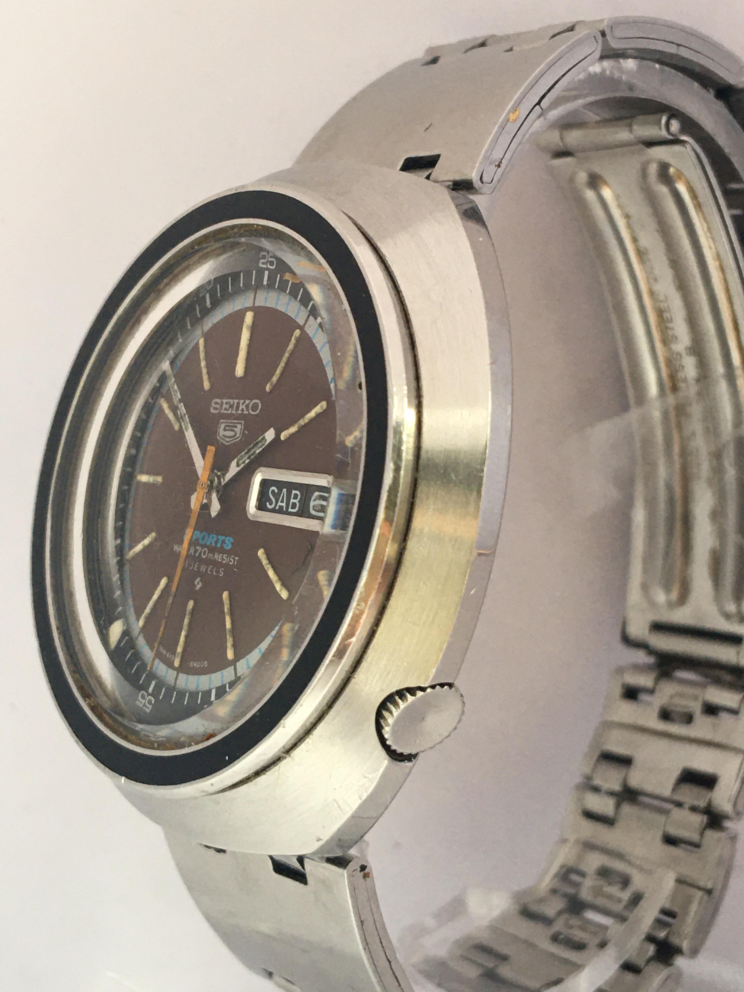 Montre automatique Seiko 5 Sports 21 à date, vintage, années 1980 en vente 11