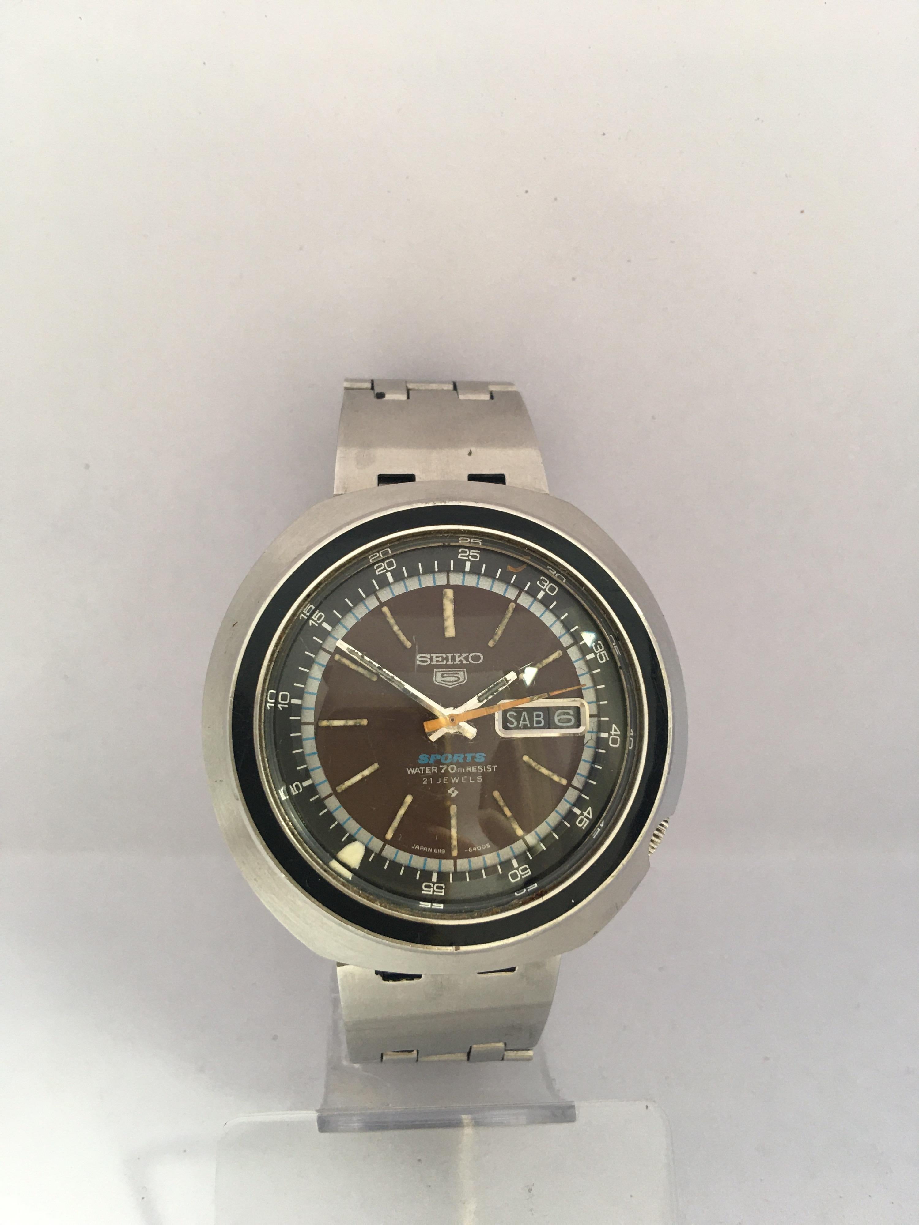 Montre automatique Seiko 5 Sports 21 à date, vintage, années 1980 en vente 13