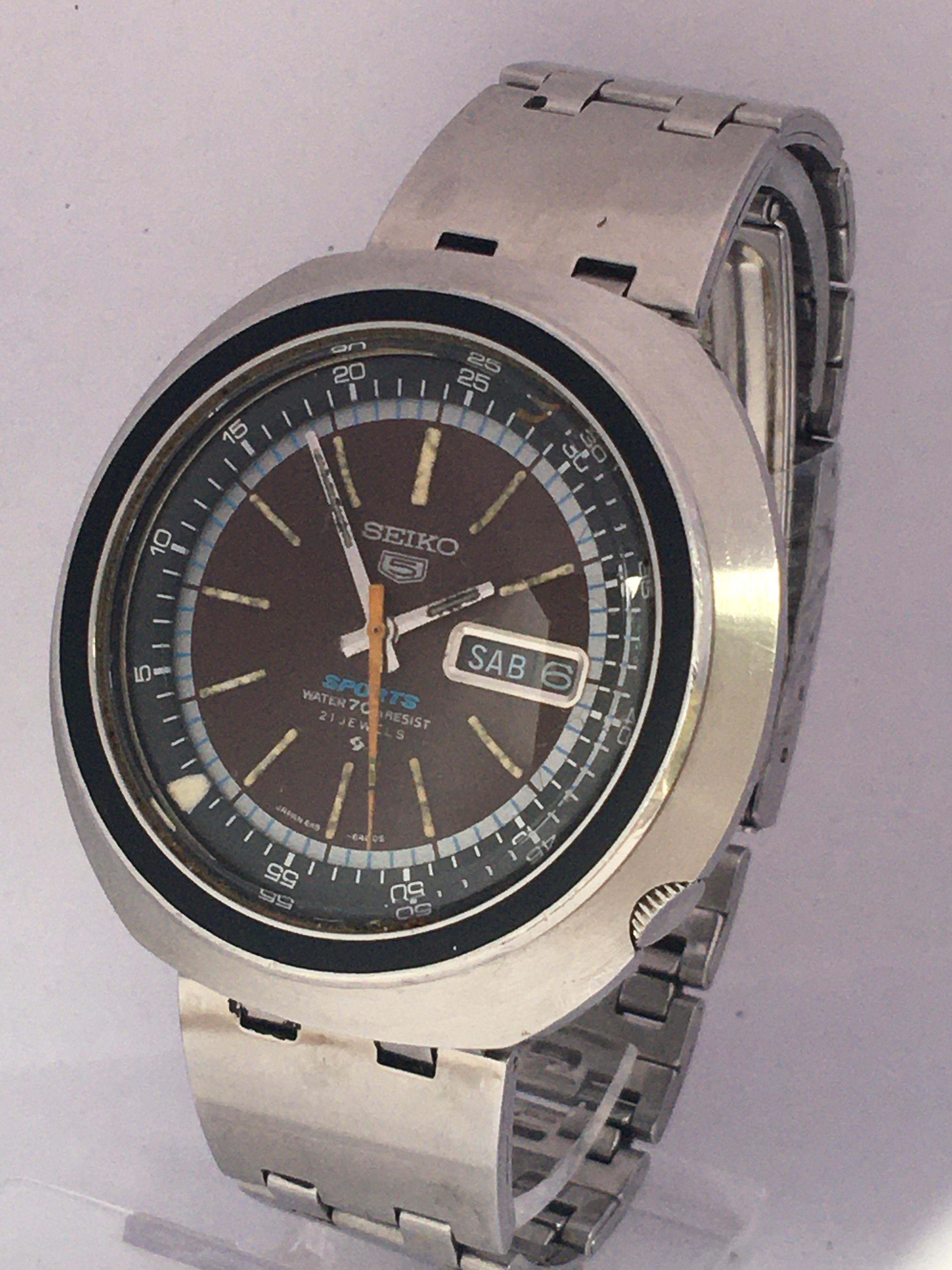 Montre automatique Seiko 5 Sports 21 à date, vintage, années 1980 État moyen - En vente à Carlisle, GB