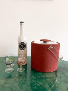 Vintage 1980s Shelton Ware Terrakotta Stoff Eiskübel mit Lucite Griff Zange