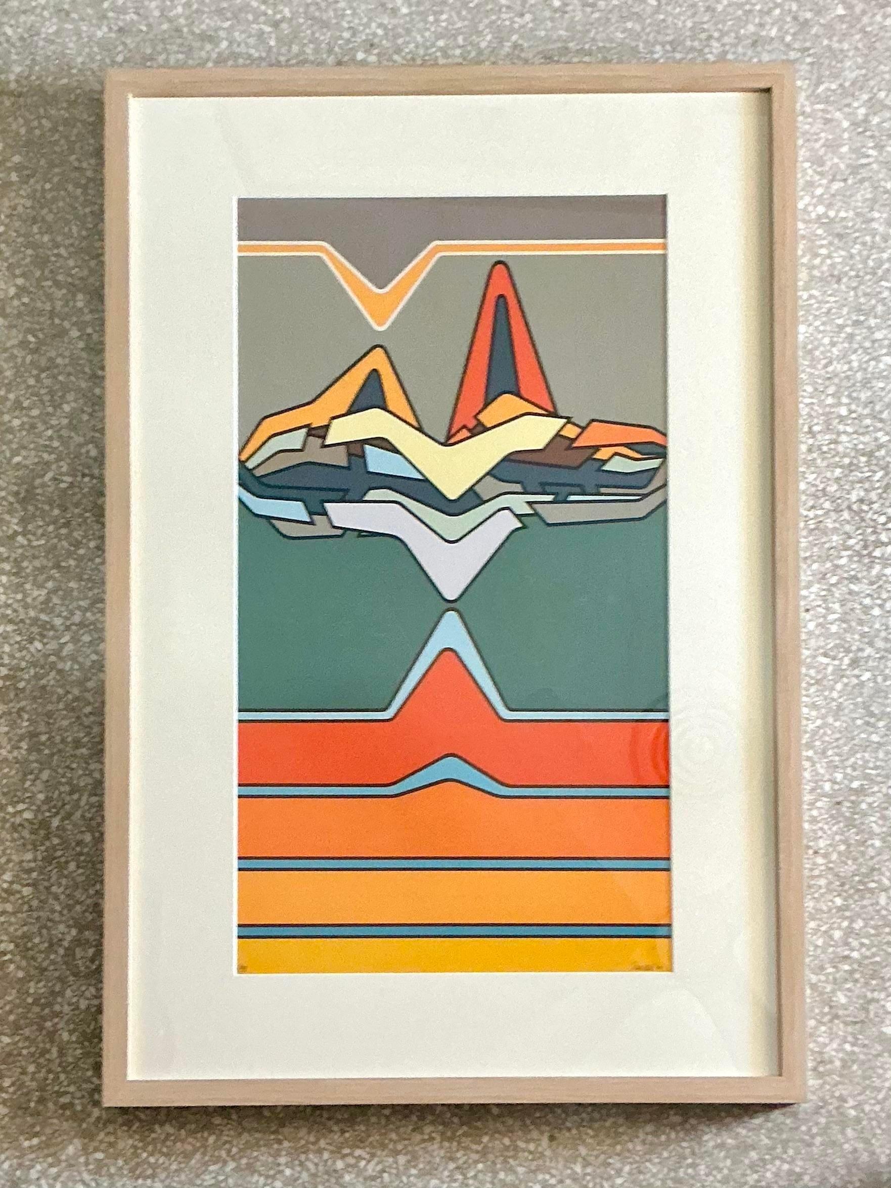 Litografia astratta firmata vintage anni '80 In condizioni buone in vendita a west palm beach, FL