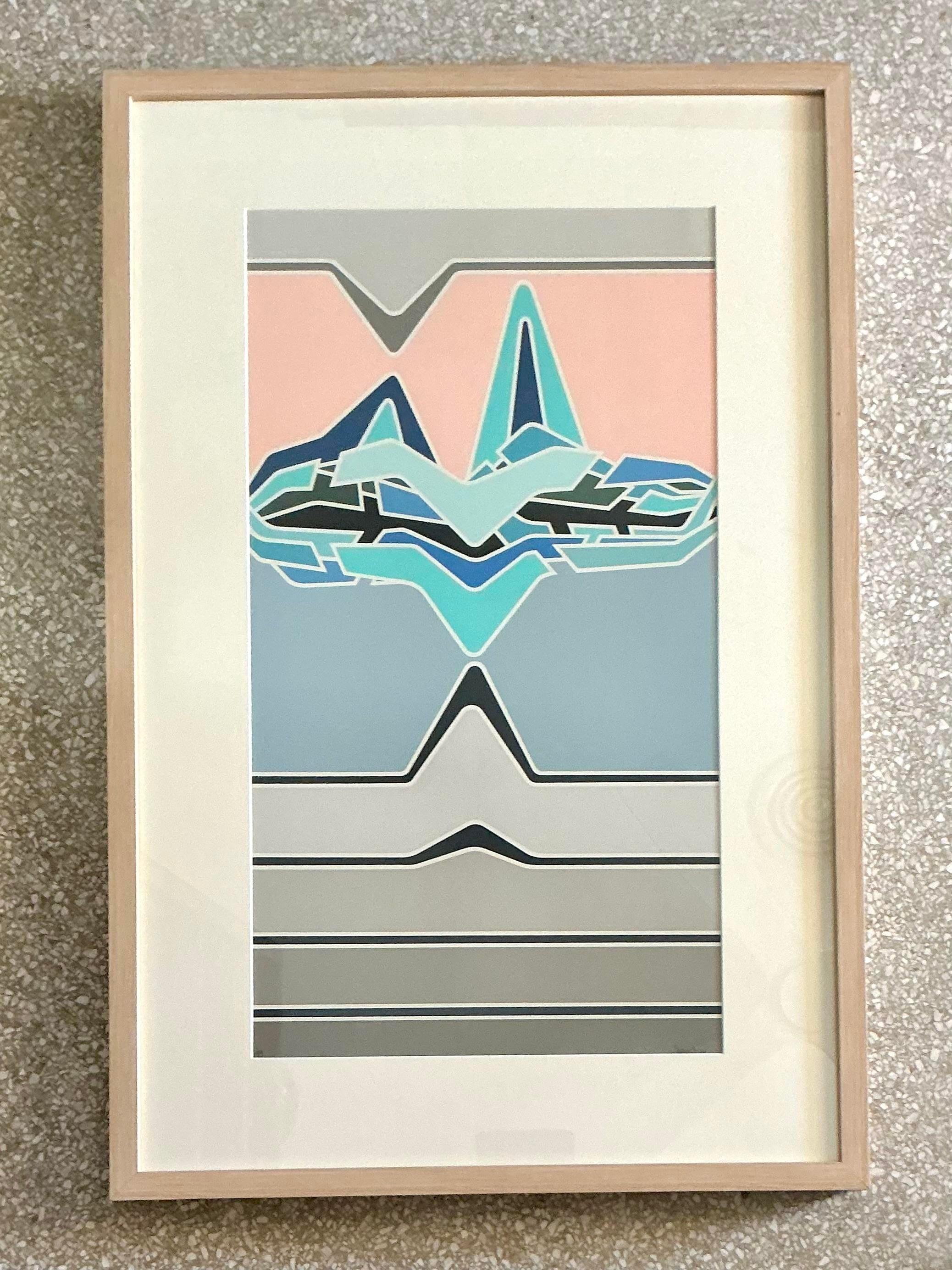Litografia astratta firmata vintage anni '80 In condizioni buone in vendita a west palm beach, FL
