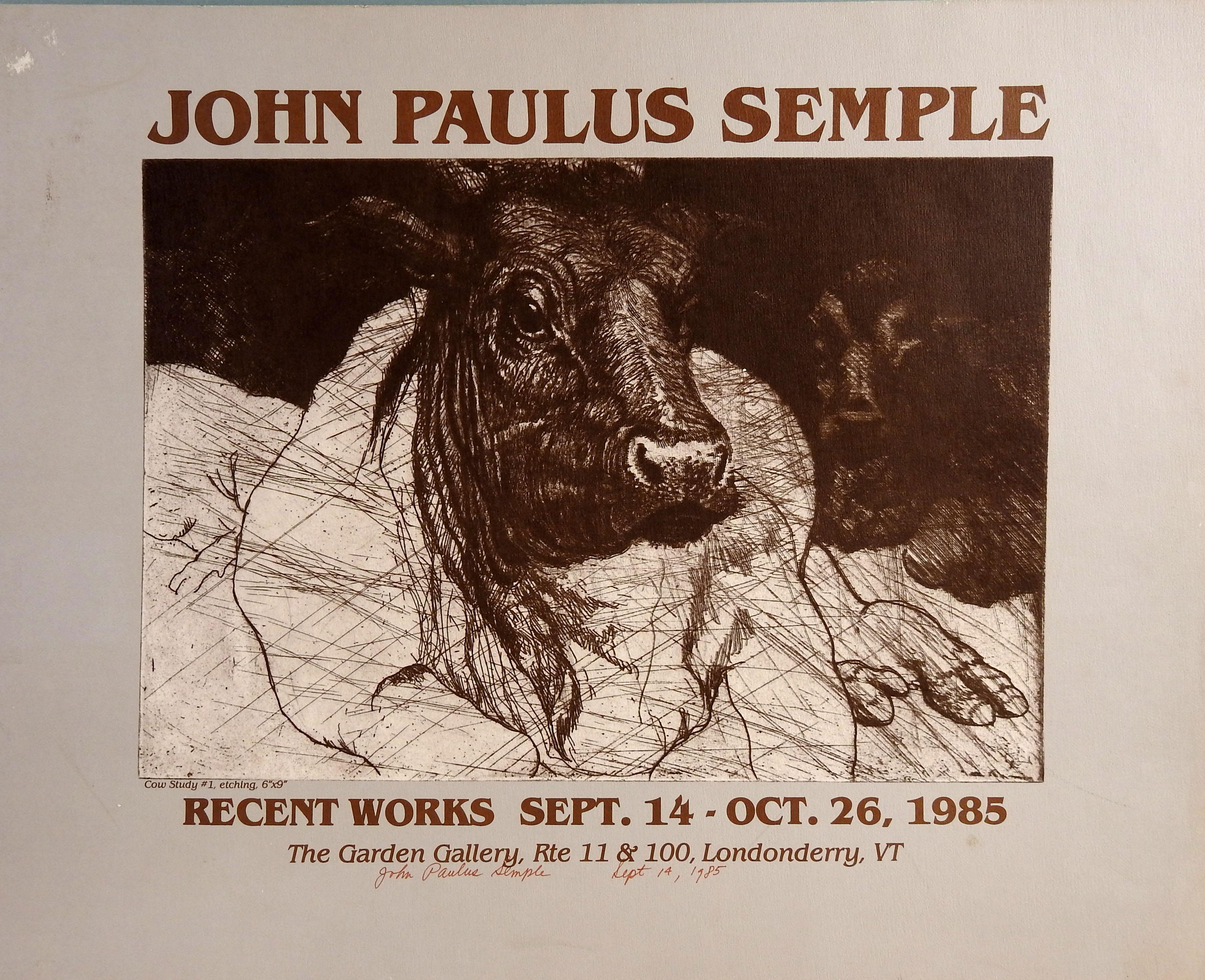 Vintage 1980s Signed John Paulus Semple Poster In Good Condition For Sale In Seguin, TX