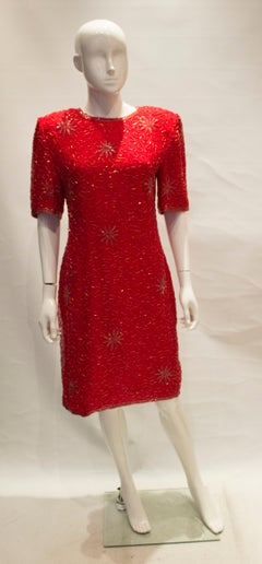 Vintage 1980s Silk Beaded Dress