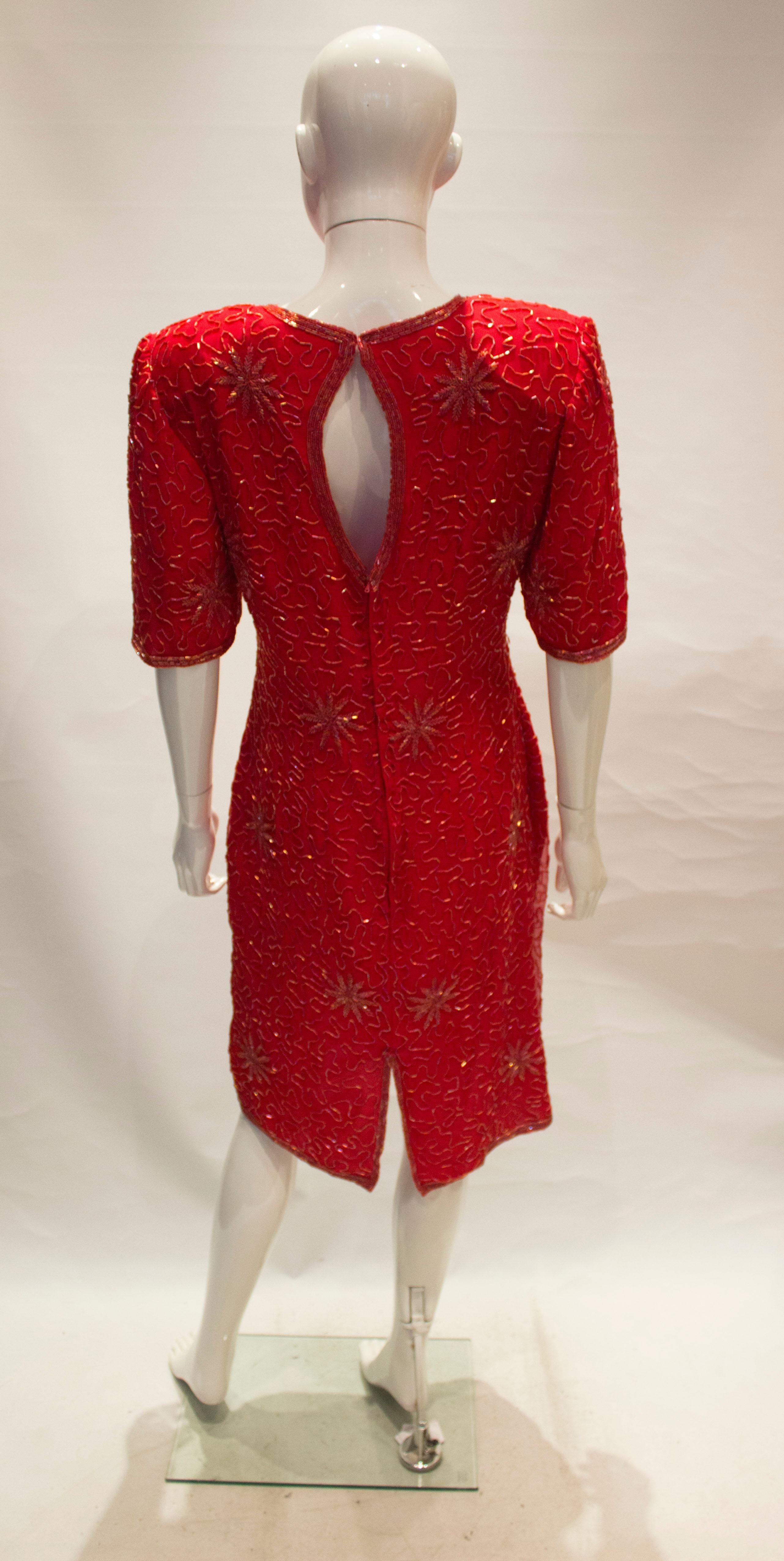 Women's Vintage 1980s Silk Beaded Dress For Sale