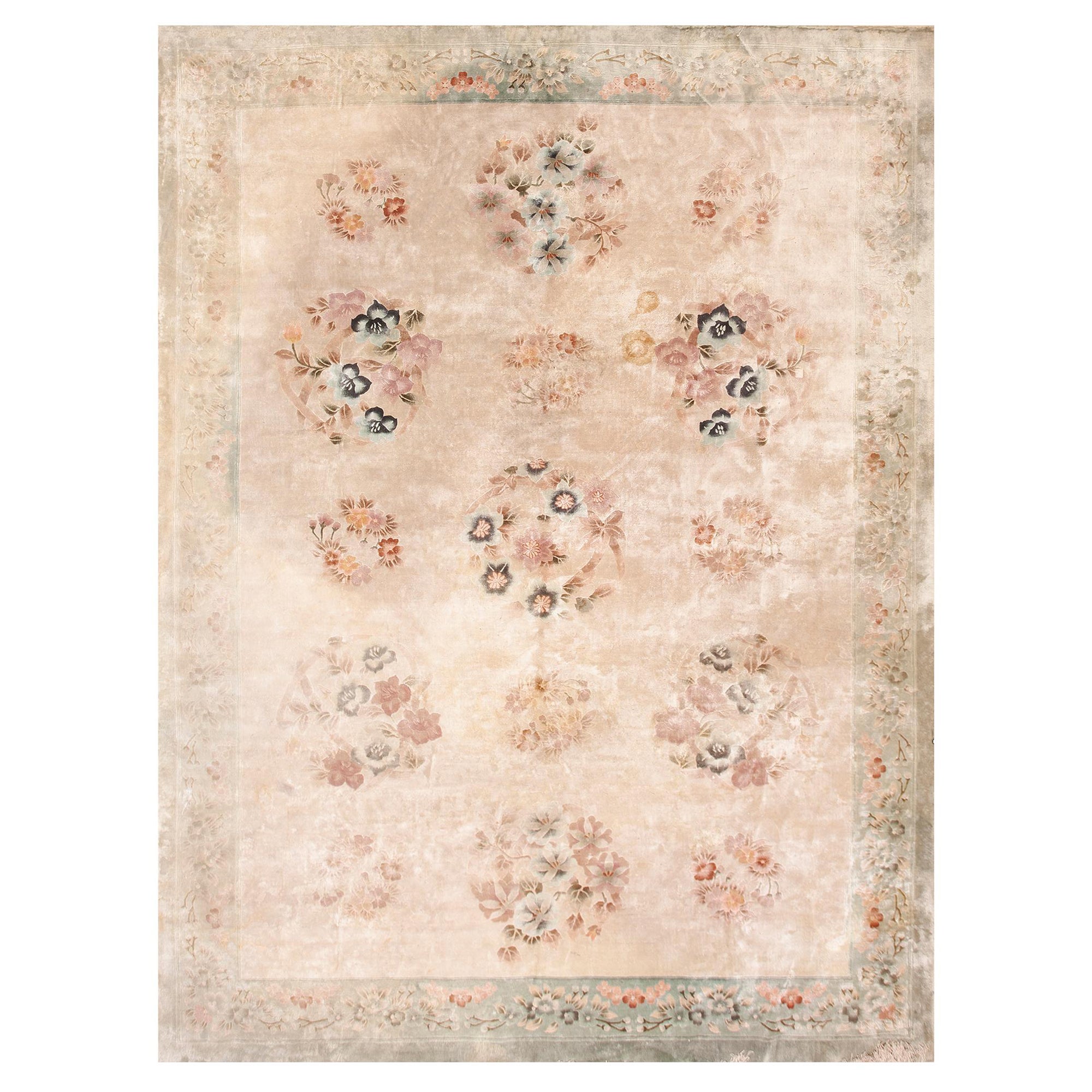 Tappeto cinese in seta vintage anni '80 ( 9' x 12' - 275 x 365 )