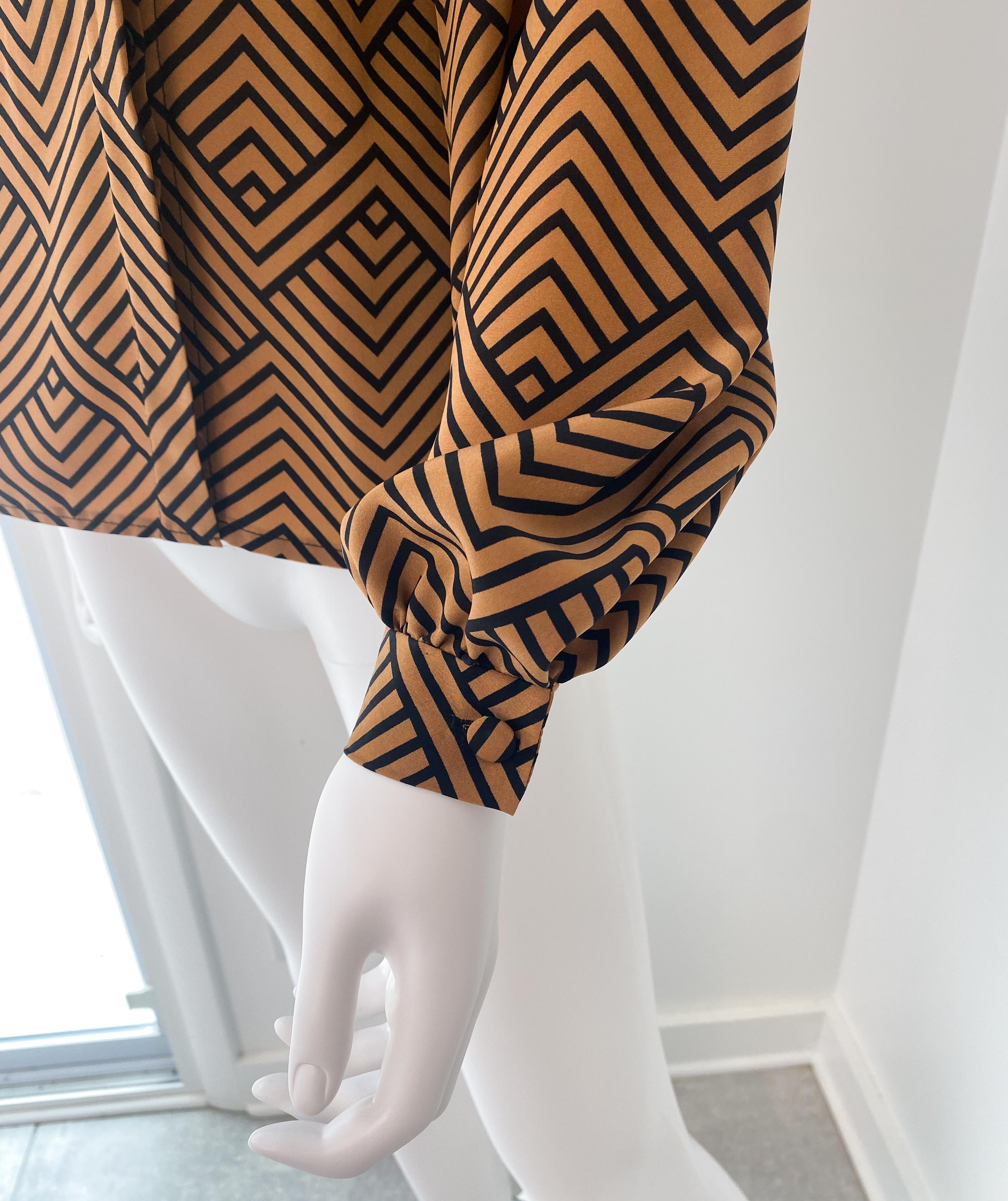 Camicetta con fiocco in poliestere setoso anni '80, ZigZag Orange, taglia 6/8 in vendita 3