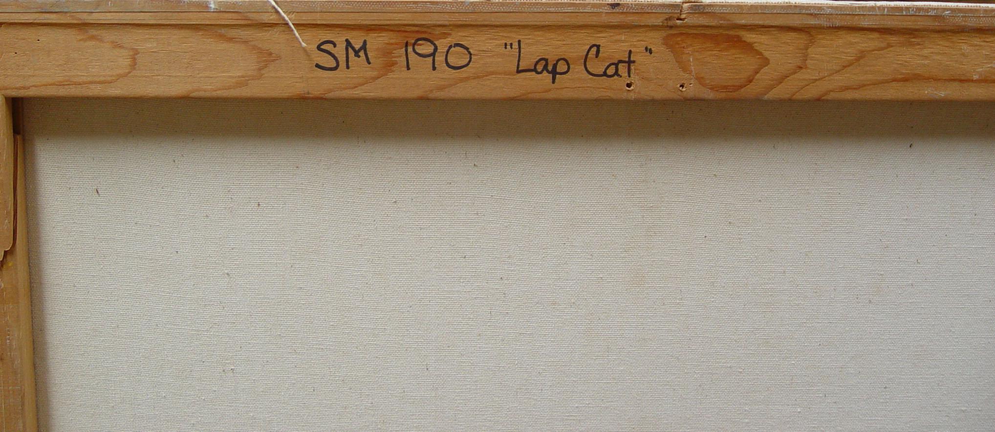 Canvas Vintage 1980s Simon Michael Lap Cat Painting For Sale