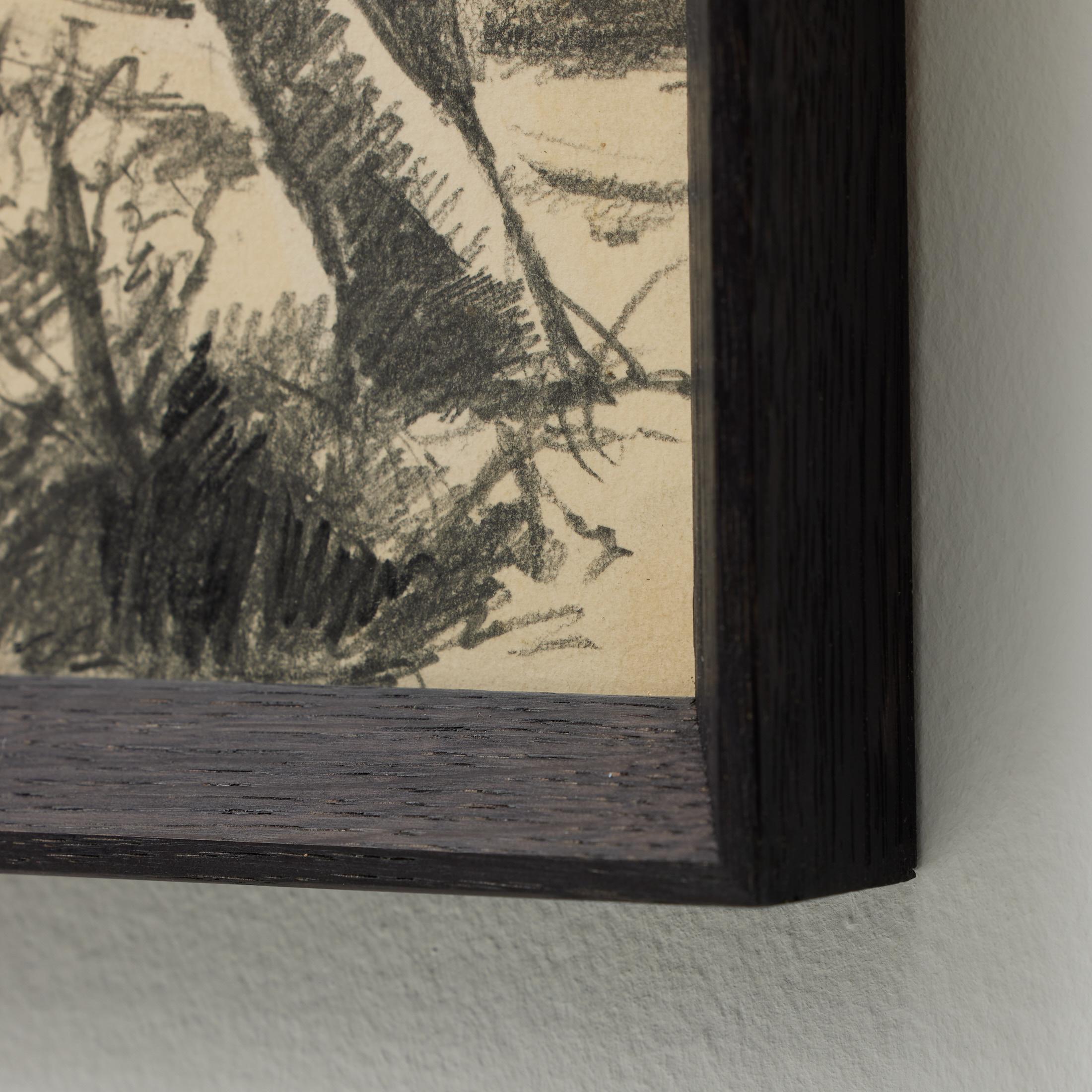 Disegno a matita di paesaggio spagnolo vintage degli anni '80 di R. Duran Font, incorniciato in nero in vendita 5