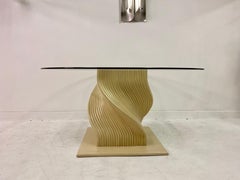 Vintage 1980s Spiral Bamboo Dining Table with Glass Top