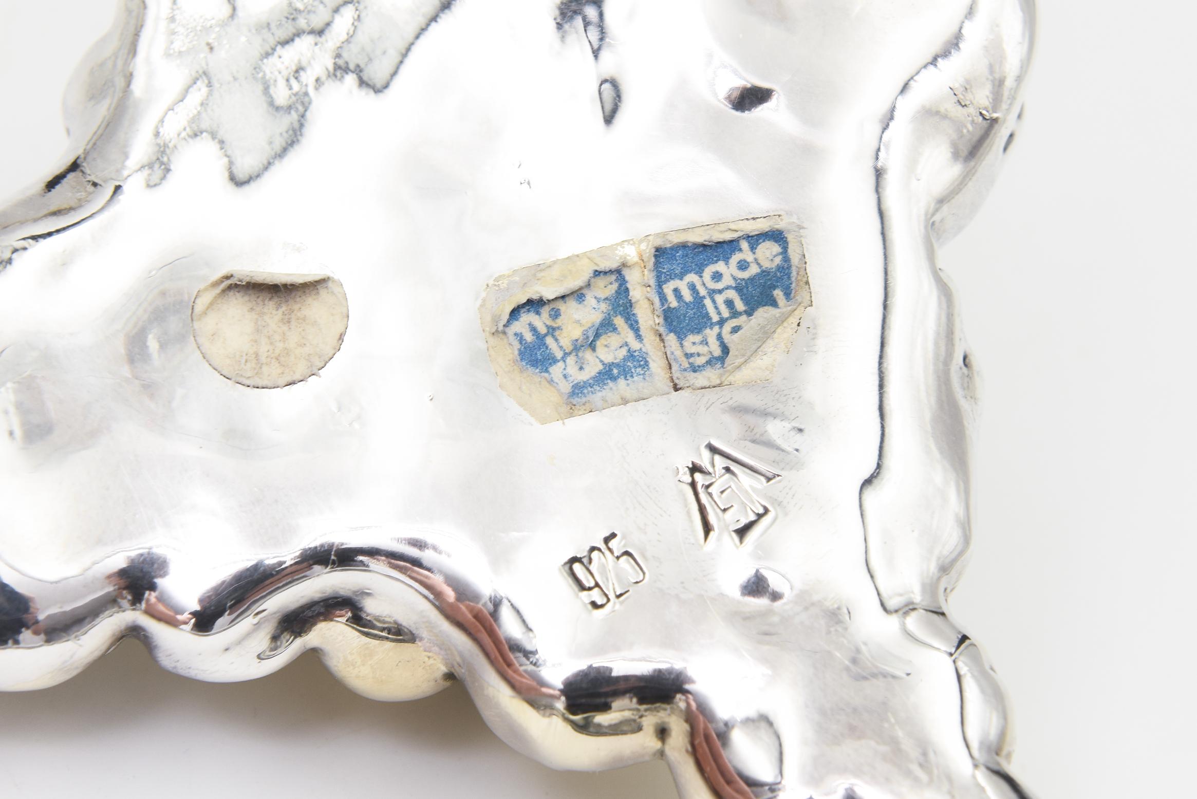 Vintage 1980s Sterling Silver Bib Necklace With Structural Grape Design in vendita 7