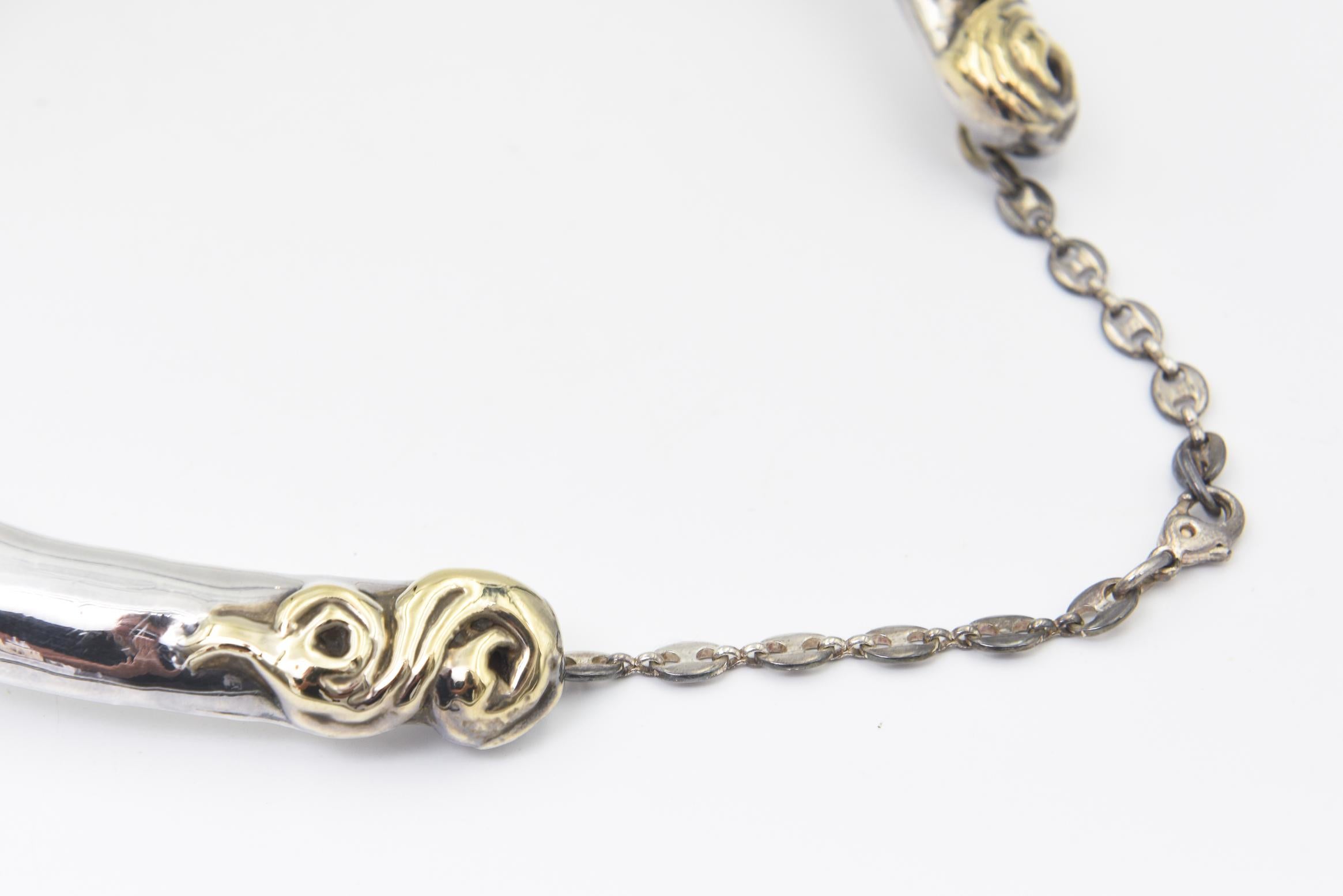 Vintage 1980s Sterling Silver Bib Necklace With Structural Grape Design in vendita 2