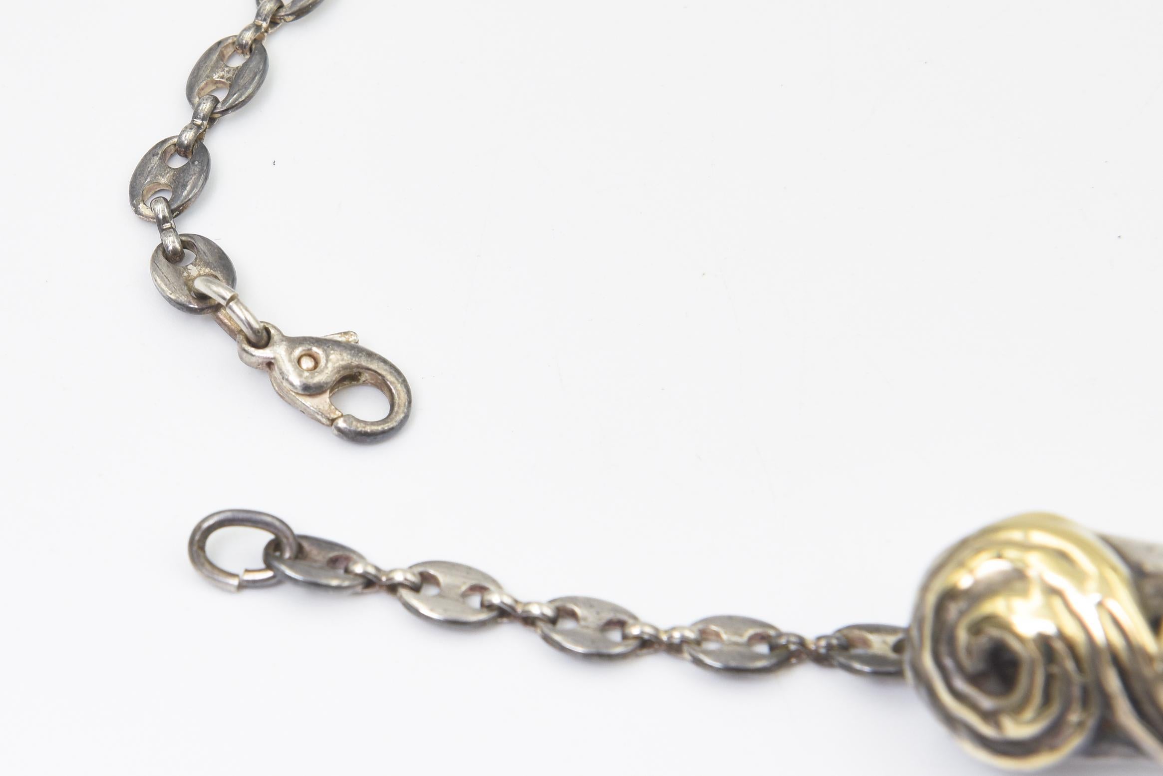 Vintage 1980s Sterling Silver Bib Necklace With Structural Grape Design in vendita 5