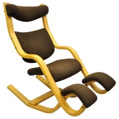 Silla de salón de madera curvada Stokke Varier Zero Gravity Balance Balans Vintage de los años 80