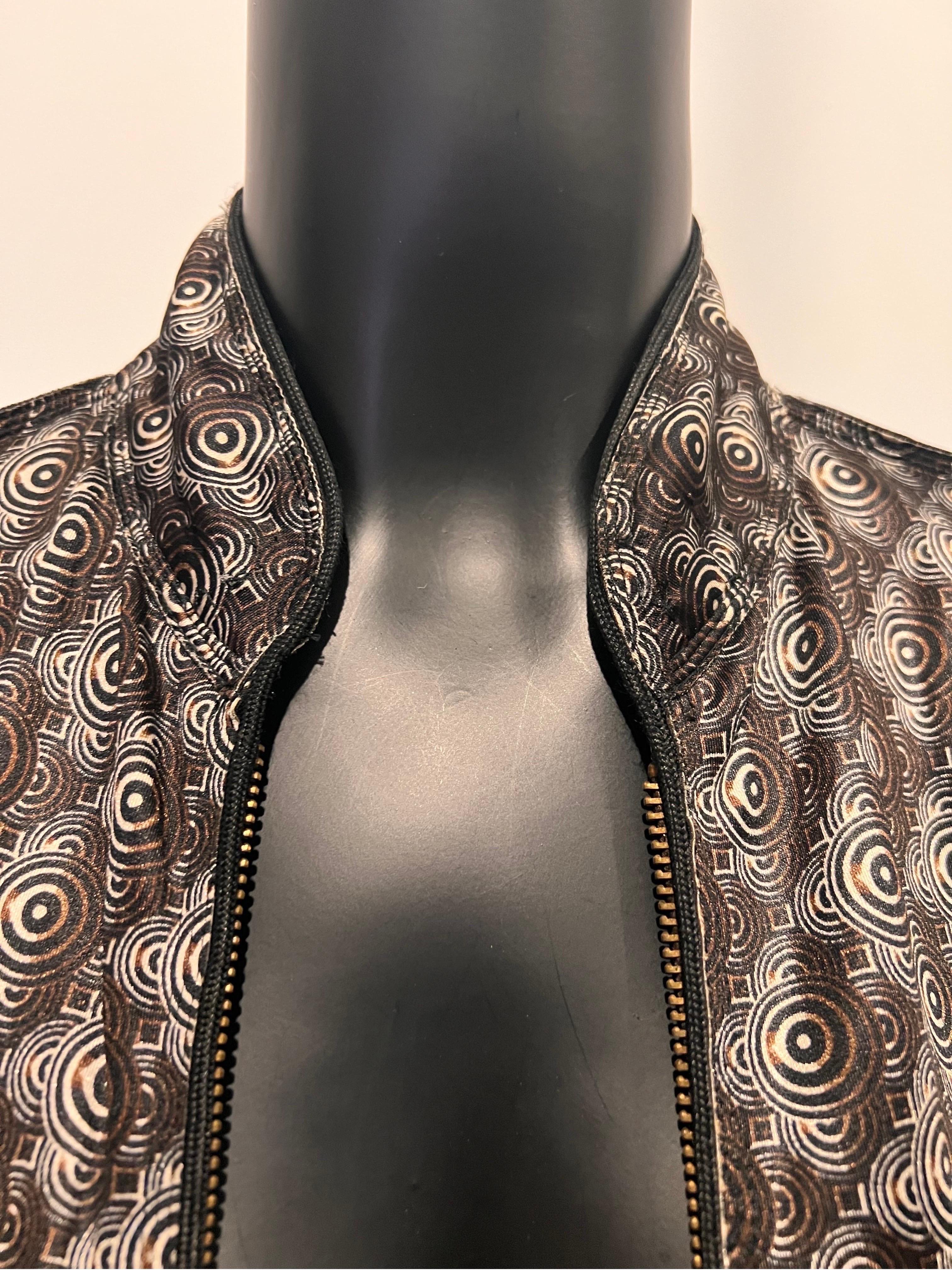 Vintage 1980’s patterned Jean Paul Gaultier Femme zip up jacket For Sale 5
