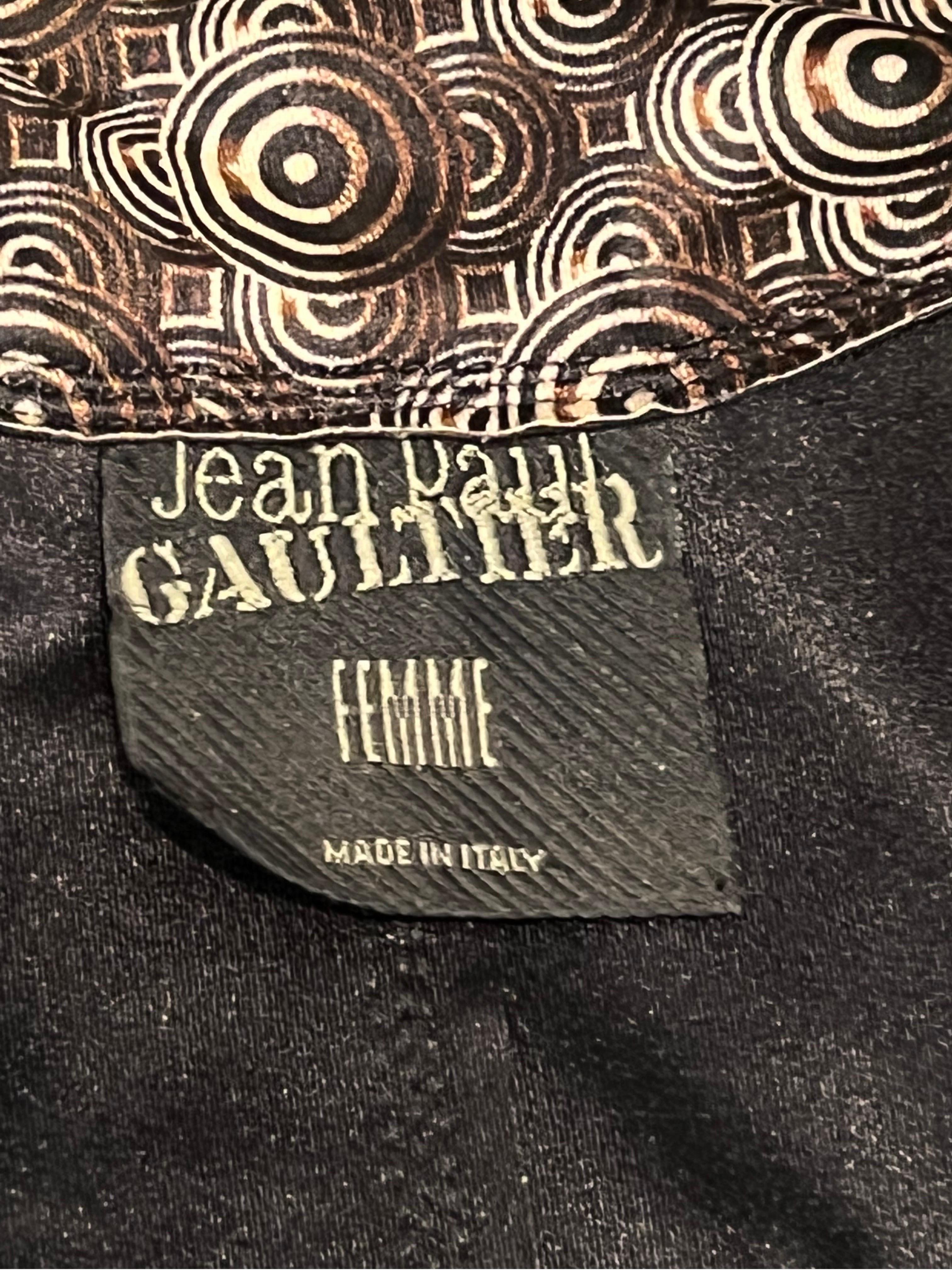 Vintage 1980’s patterned Jean Paul Gaultier Femme zip up jacket For Sale 6