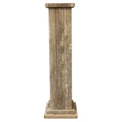 Vintage Postmodern 1980s Taupe Travertine Pedestal Column