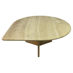 Vintage 1980s Tear Shaped Travertine Couchtisch