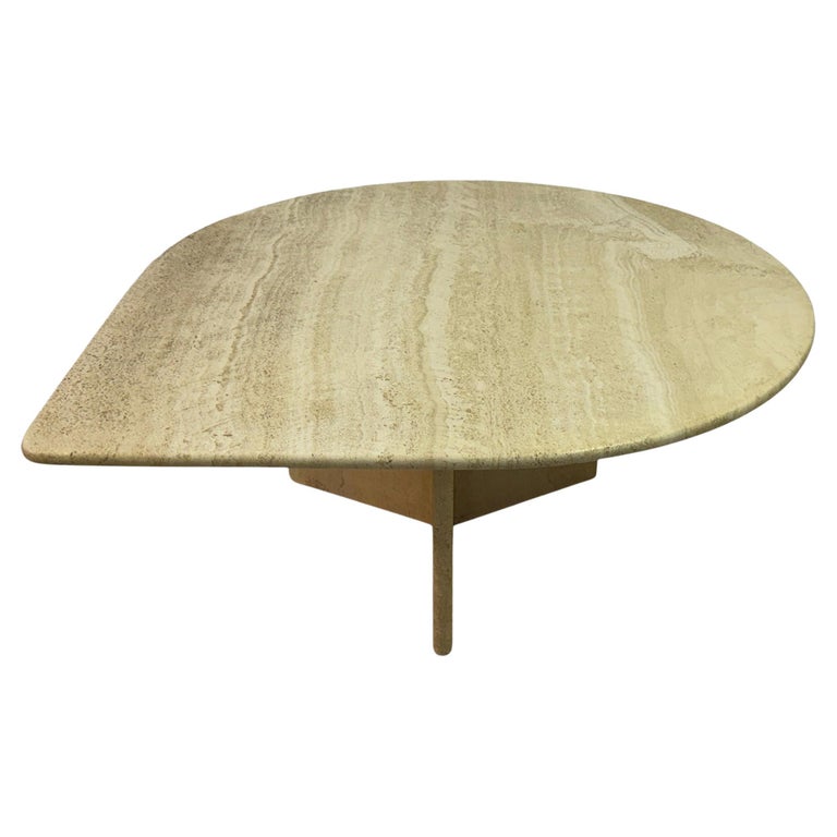 Table basse vintage vague en travertin de chez Roche Bobois, 1980