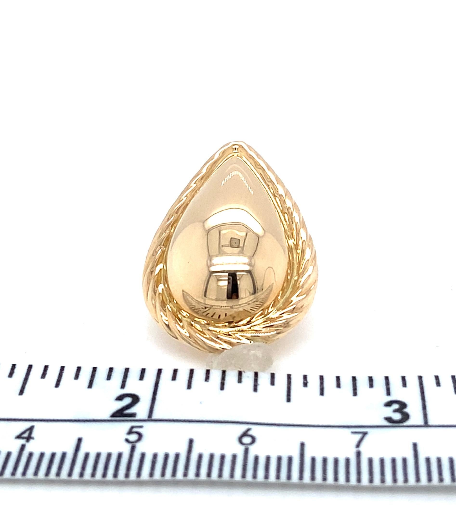 Women's or Men's Vintage 1980s Teardrop 14 Karat Yellow Gold Pierced Earrings For Sale