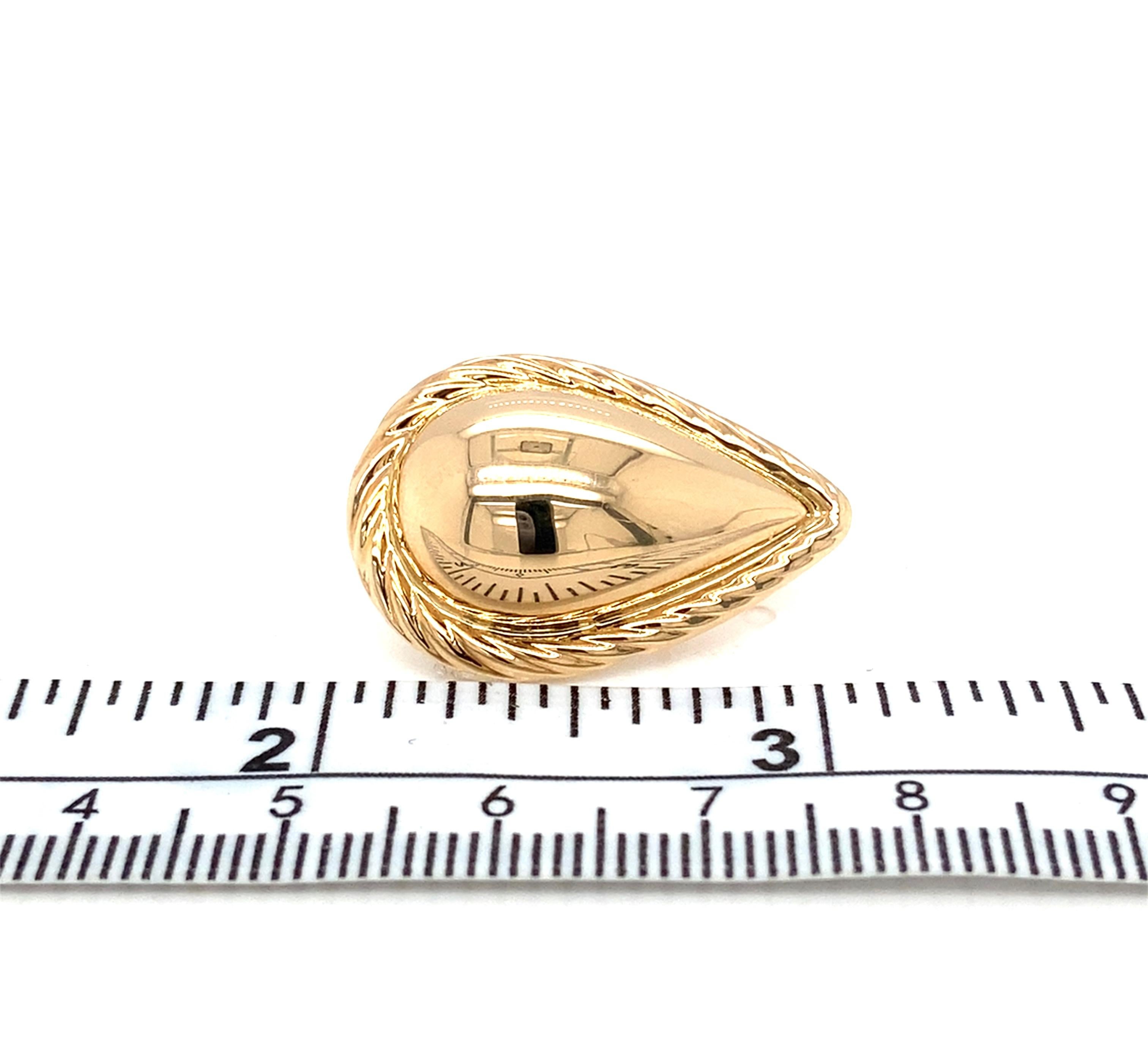 Vintage 1980s Teardrop 14 Karat Yellow Gold Pierced Earrings For Sale 1