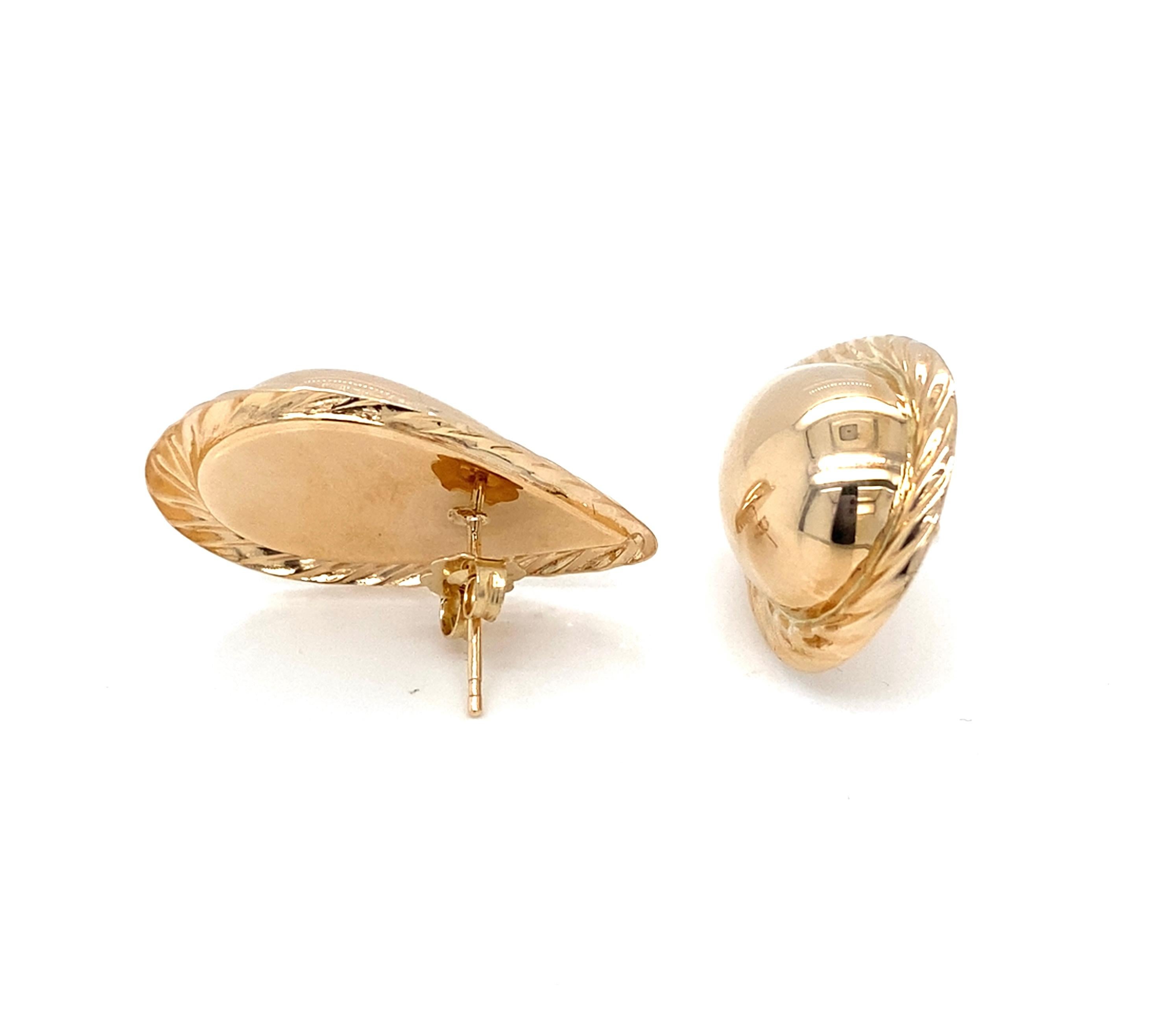 Vintage 1980s Teardrop 14 Karat Yellow Gold Pierced Earrings For Sale 2